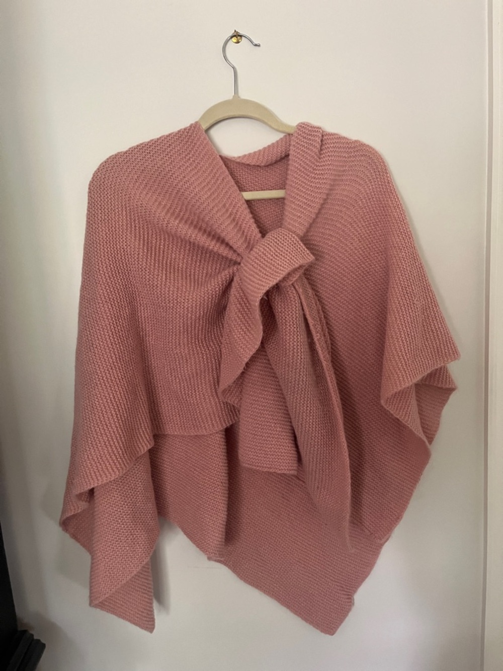 Pink Knit Shawl Poncho